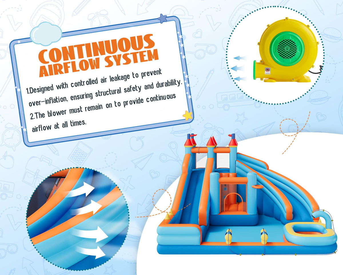 Flume Inflatable Bounce House Amerlife 179.1×169.3×108.3 Inch-Oxford Fabric