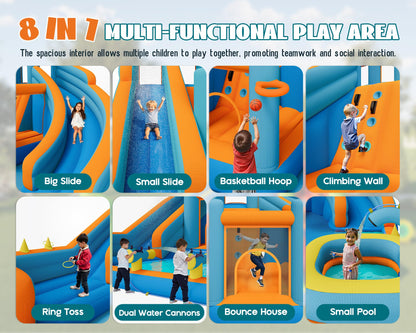 Flume Inflatable Bounce House Amerlife 179.1×169.3×108.3 Inch-Oxford Fabric