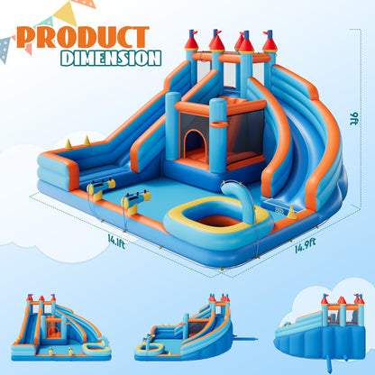Flume Inflatable Bounce House Amerlife 179.1×169.3×108.3 Inch-Oxford Fabric