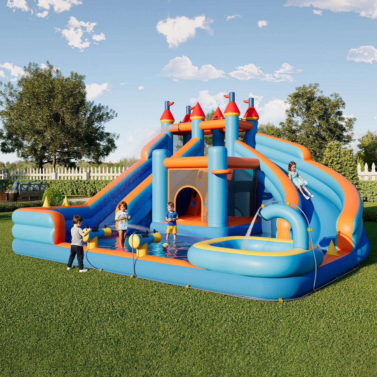Flume Inflatable Bounce House Amerlife 179.1×169.3×108.3 Inch-Oxford Fabric