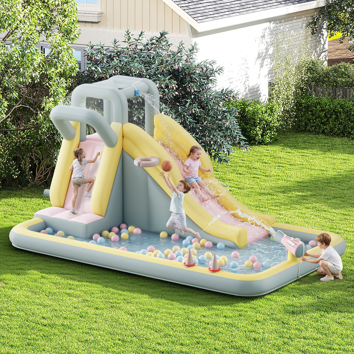 Flume Inflatable Bounce House Amerlife 154x106x75 Inch-Oxford Fabric