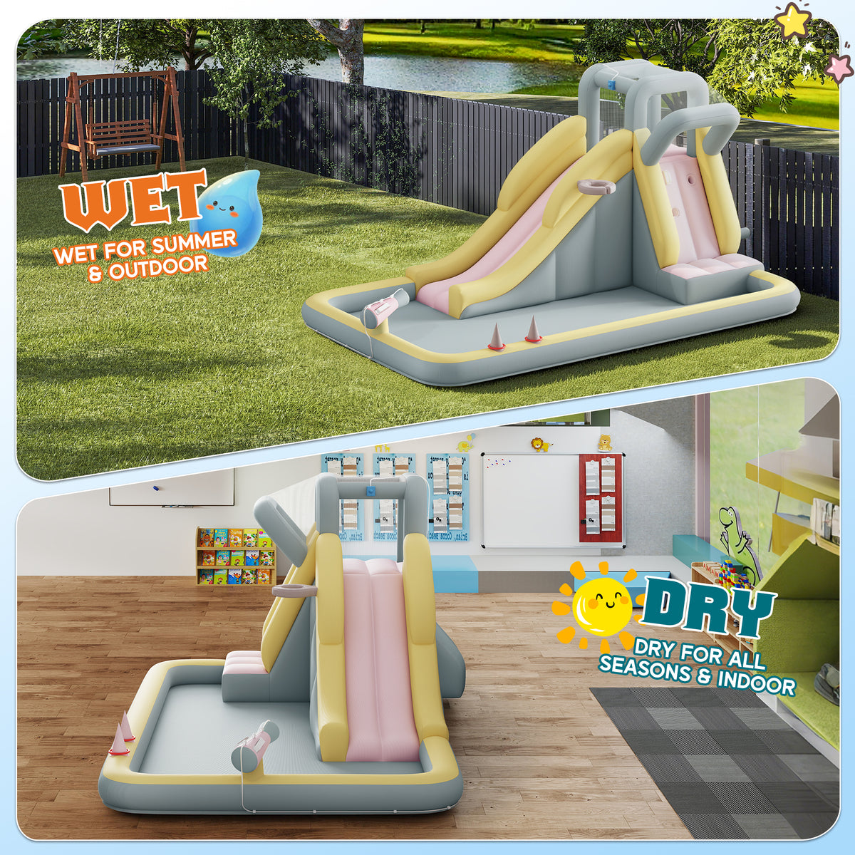 Flume Inflatable Bounce House Amerlife 154x106x75 Inch-Oxford Fabric
