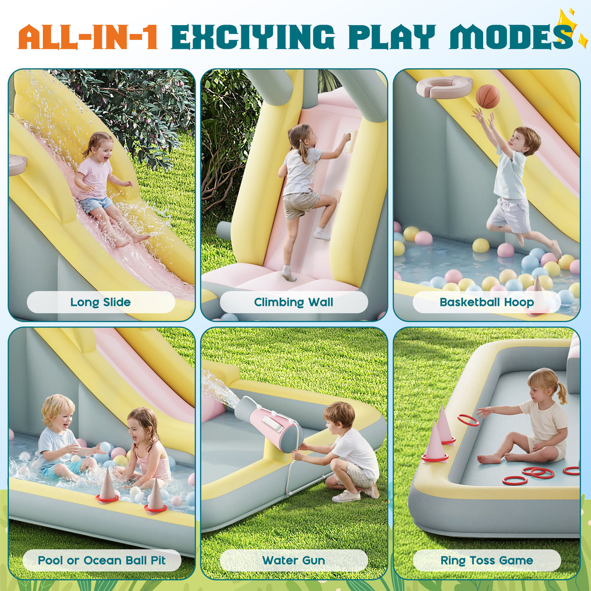 Flume Inflatable Bounce House Amerlife 154x106x75 Inch-Oxford Fabric