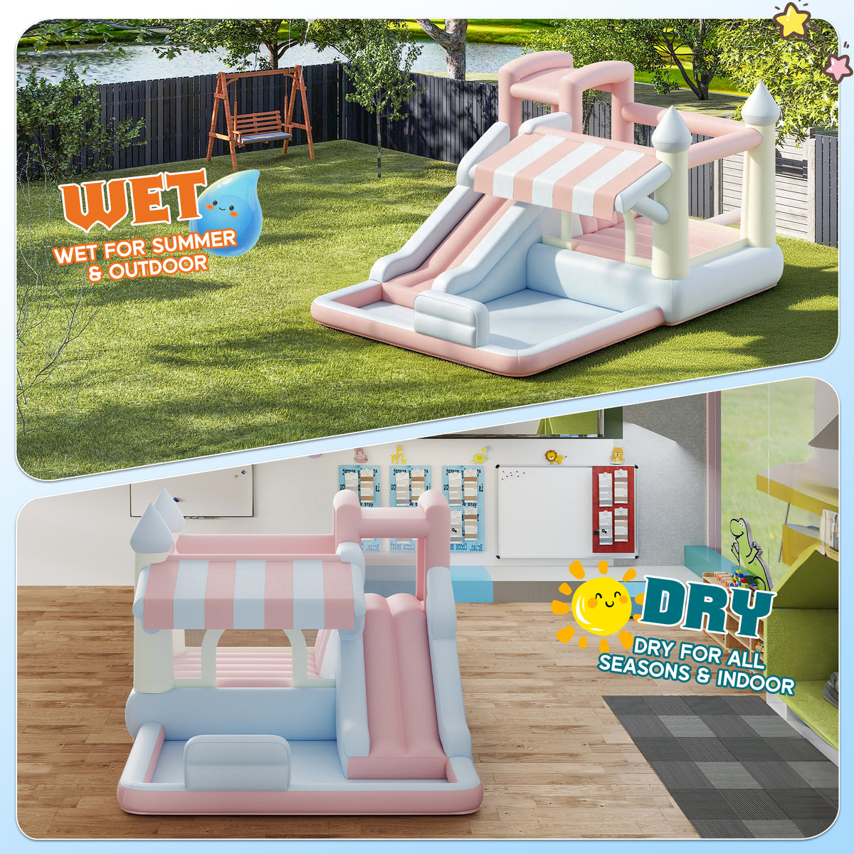 Flume Inflatable Bounce House Amerlife 121x93x69 Inch-Oxford Fabric