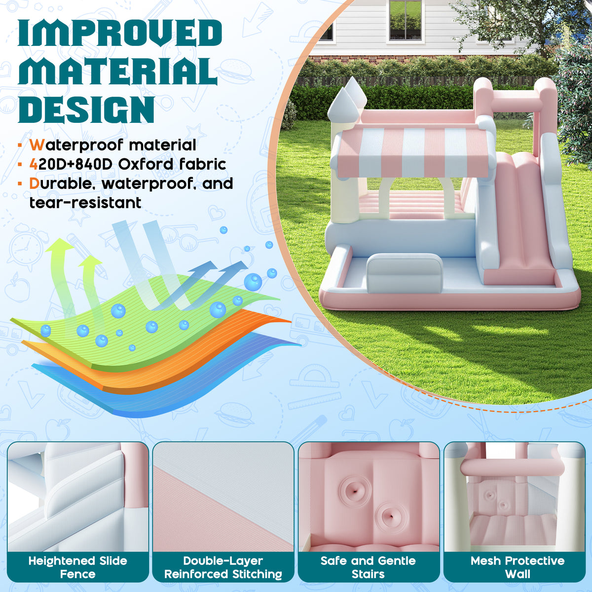 Flume Inflatable Bounce House Amerlife 121x93x69 Inch-Oxford Fabric