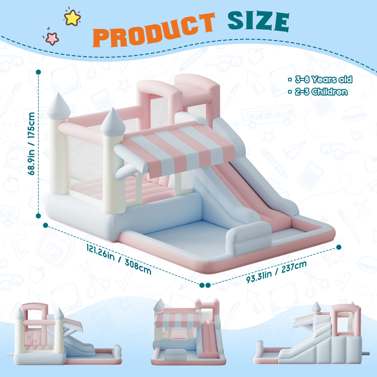 Flume Inflatable Bounce House Amerlife 121x93x69 Inch-Oxford Fabric