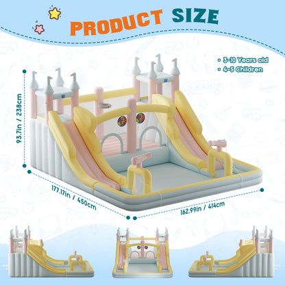Flume Inflatable Bounce House Amerlife 177x163x94 Inch-Oxford Fabric