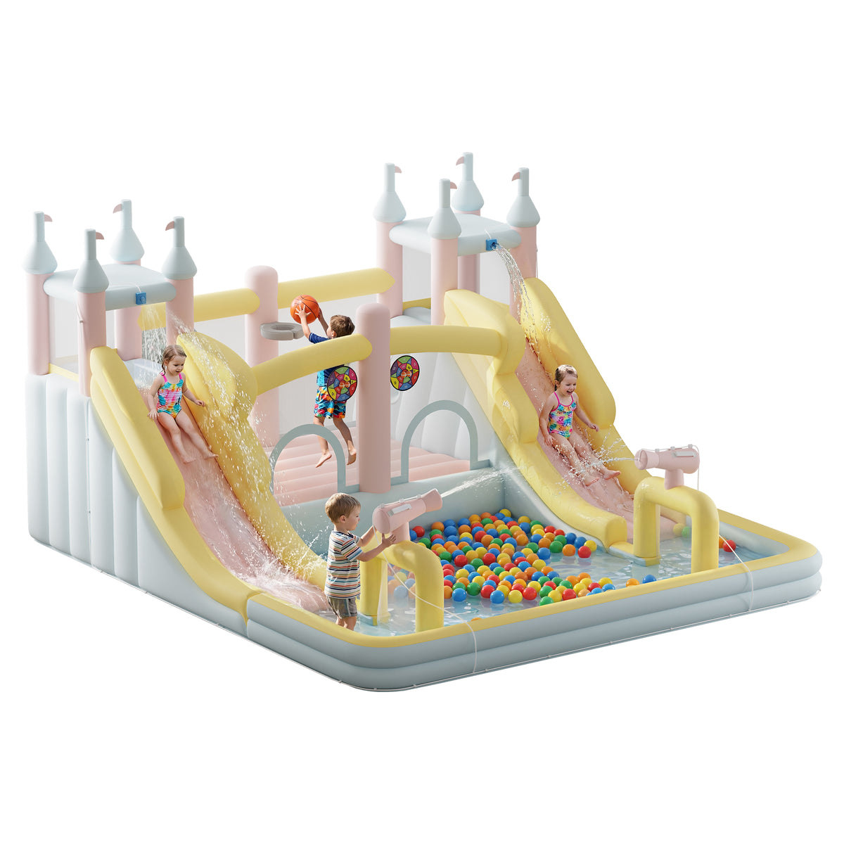 Flume Inflatable Bounce House Amerlife 177x163x94 Inch-Oxford Fabric