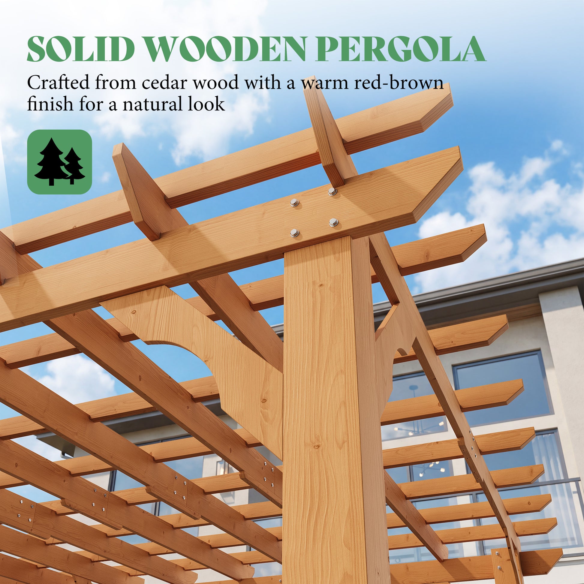 Cedrix Solid Cedar Wood Pergola-10X12