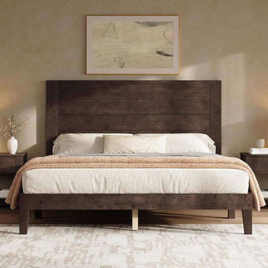Fremont Wood Platform Bed Queen size Dark Walnut