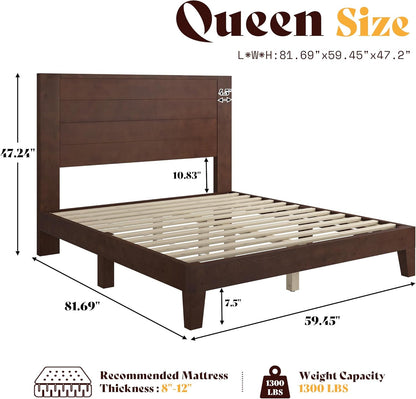 Fremont Wood Platform Bed Queen size Dark Walnut