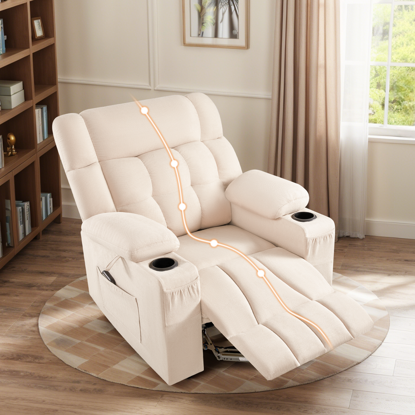 Elva Manual Recliner Chairs - Beige