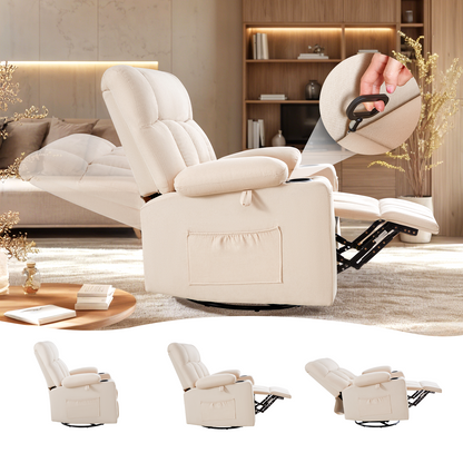 Elva Swivel Rocker Recliner Chairs - Beige