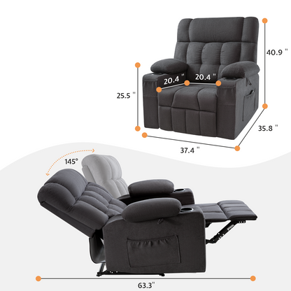 Elva Manual Recliner Chairs - Dark Grey