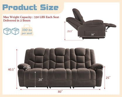 Grove 80" Manual Reclining Sofa - Brown