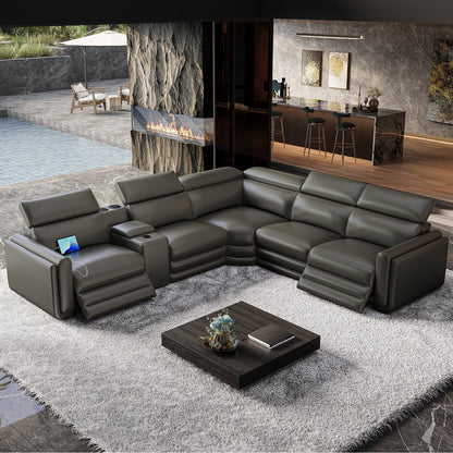 Vesper Dual Power Electric Reclining Sofa  Dark Grey