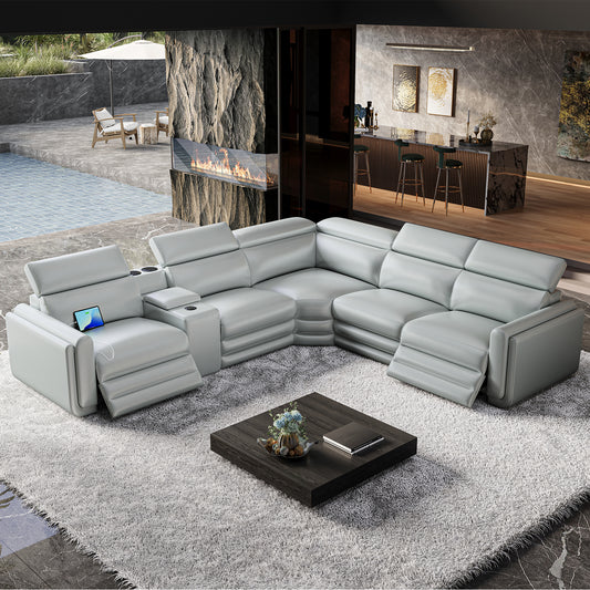 Vesper Dual Power Electric Reclining Sofa  Light Grey