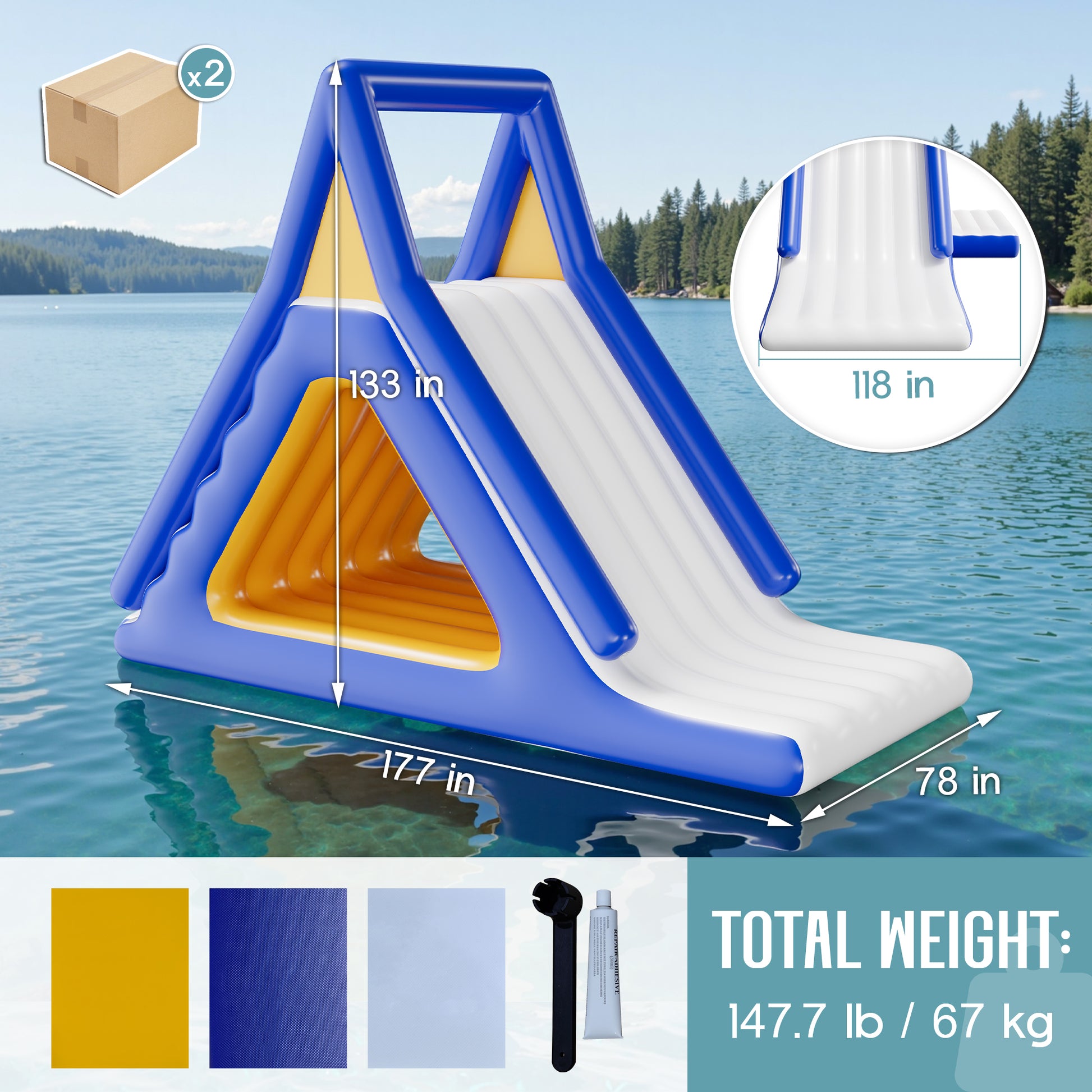 Inflatable Floating Water Slide -15FT