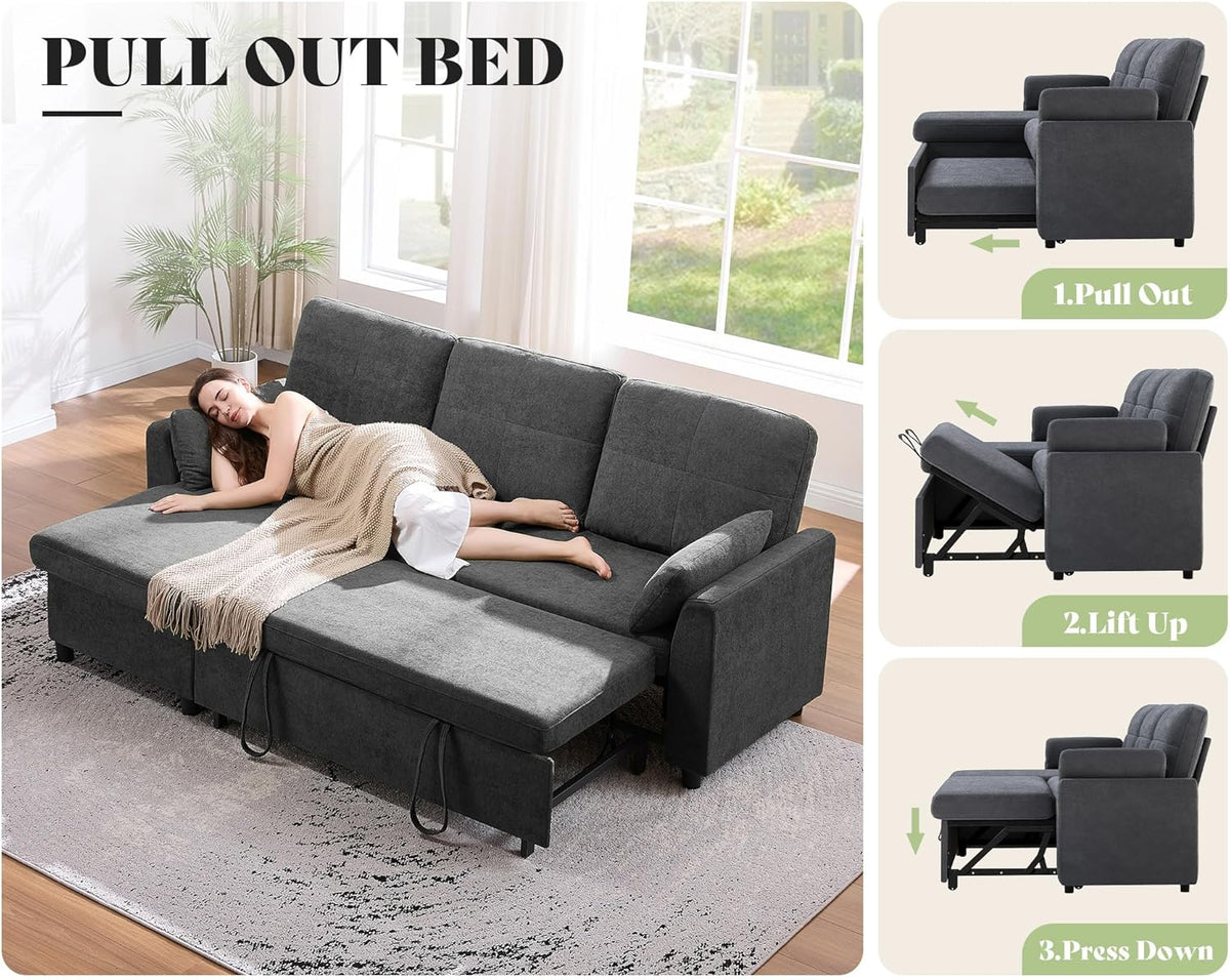 Vireli  Convertible Sofa Bed -Gray