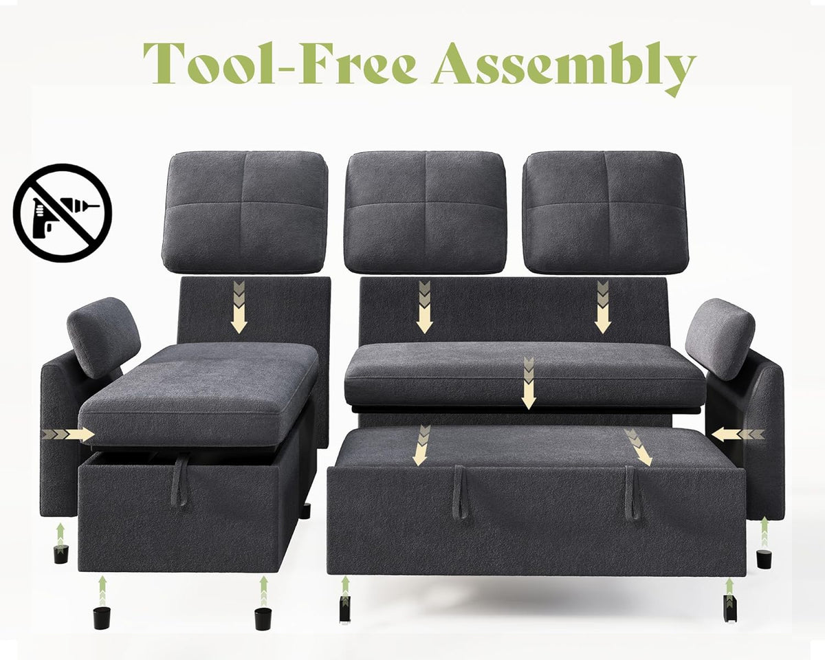 Vireli  Convertible Sofa Bed -Gray