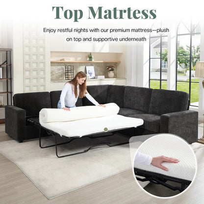Luxe Convertible Sleeper Sectional Gray