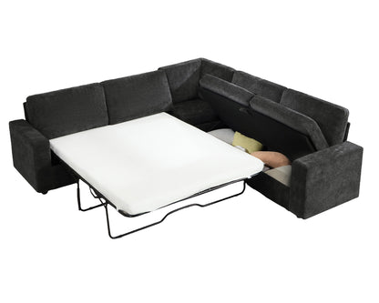 Luxe Convertible Sleeper Sectional Gray