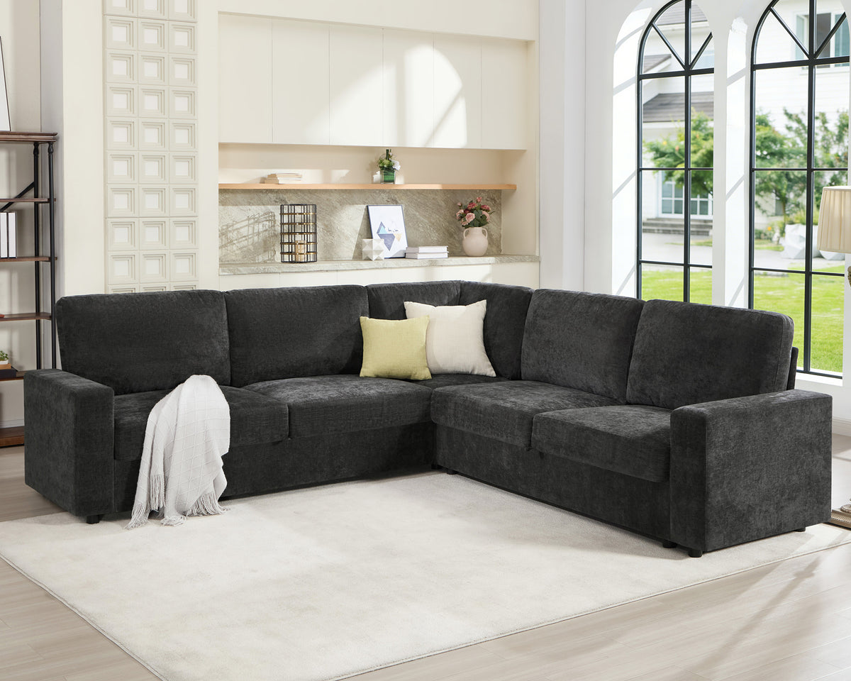 Luxe Convertible Sleeper Sectional Gray