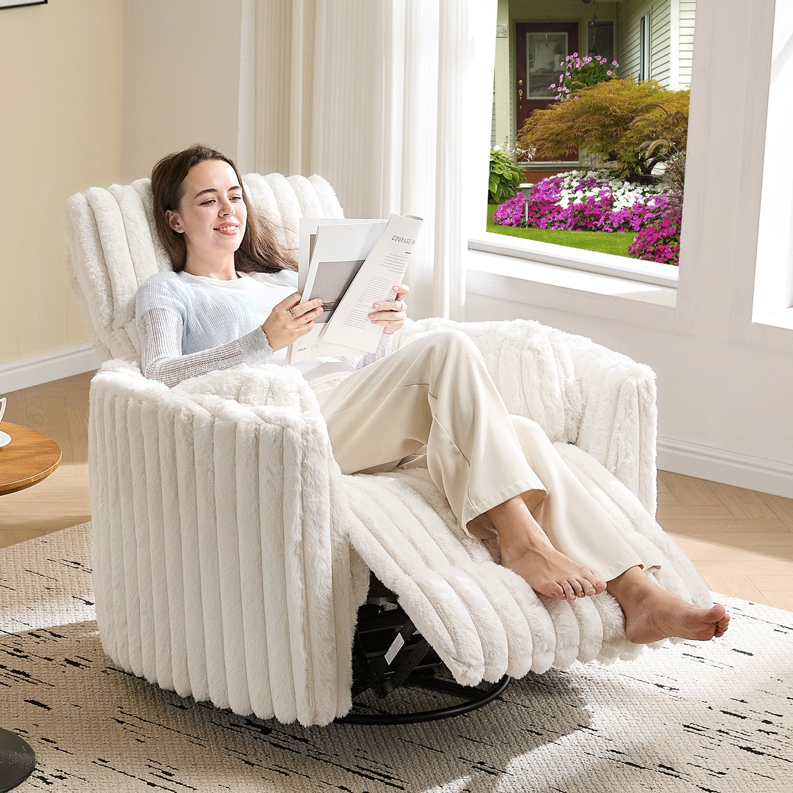 Foss Power Recliner Chair Amerlife-Corduroy Cream