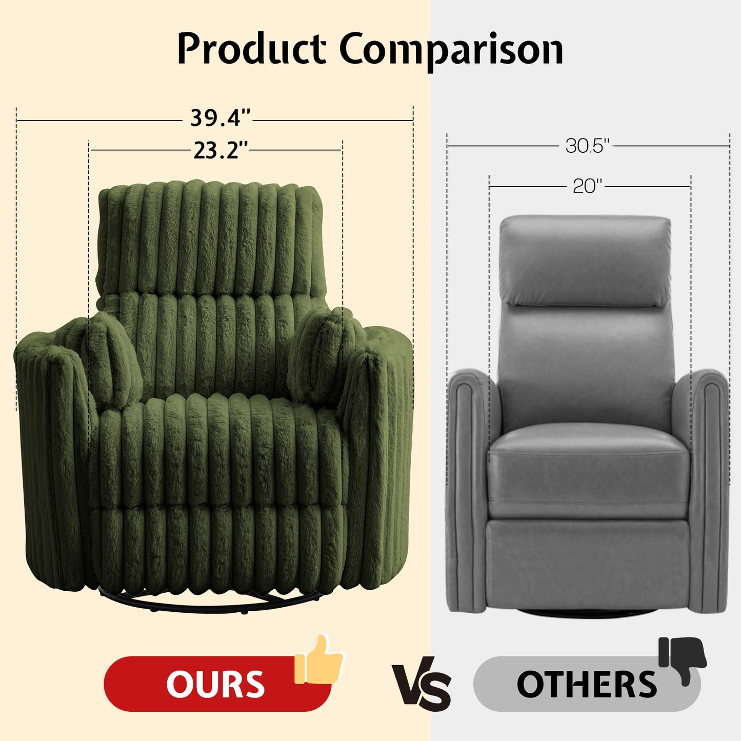 Foss Power Recliner Chair Amerlife-Corduroy Green