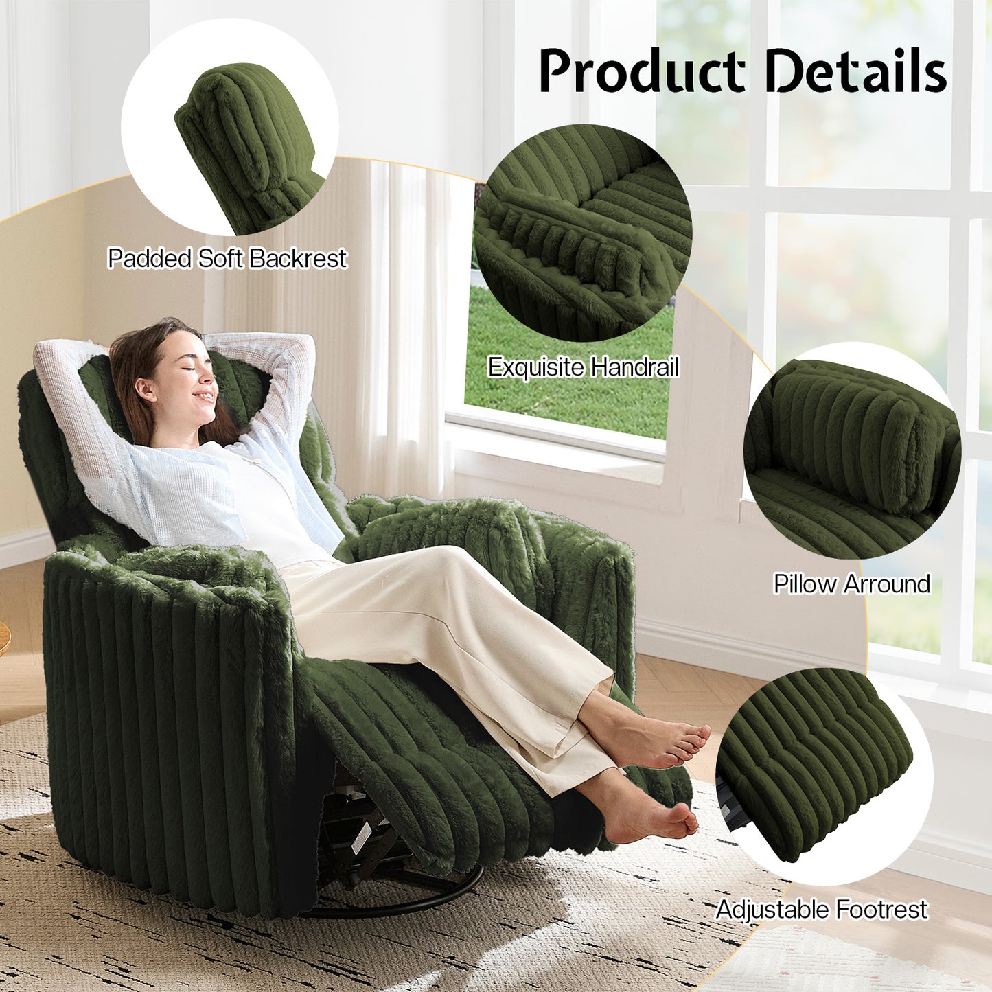 Foss Power Recliner Chair Amerlife-Corduroy Green