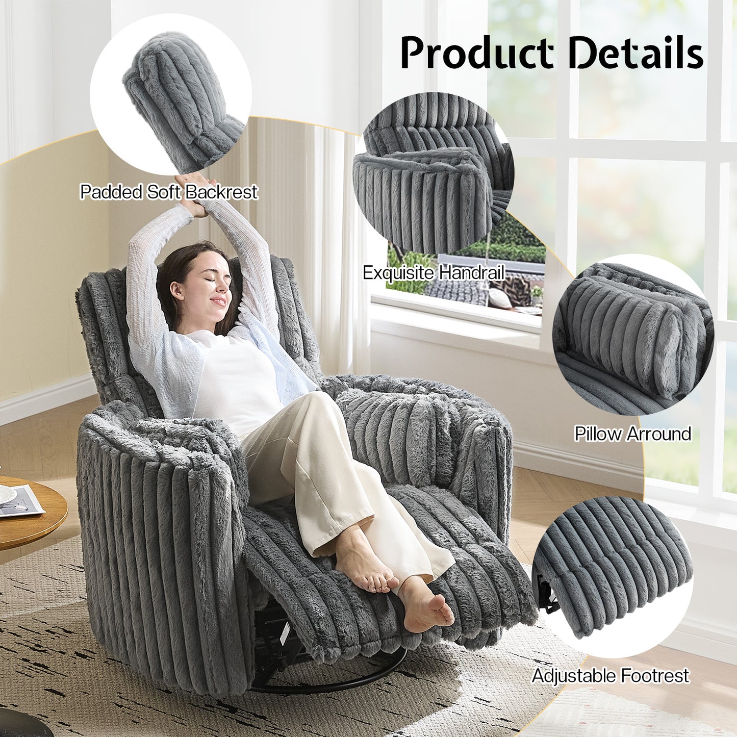 Foss Power Recliner Chair Amerlife-Corduroy Grey