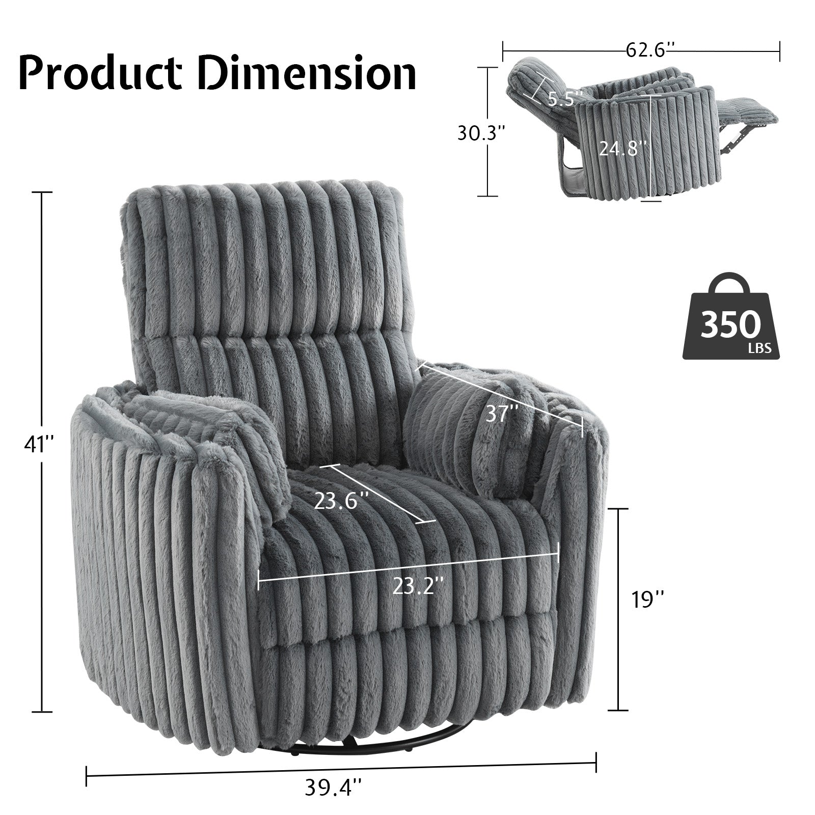 Foss Power Recliner Chair Amerlife-Corduroy Grey