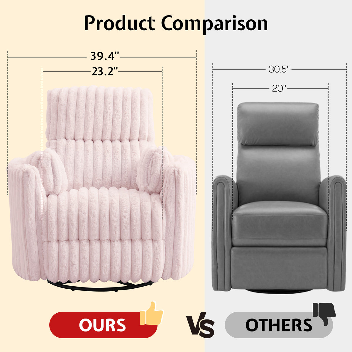 Foss Power Recliner Chair Amerlife-Corduroy Pink 