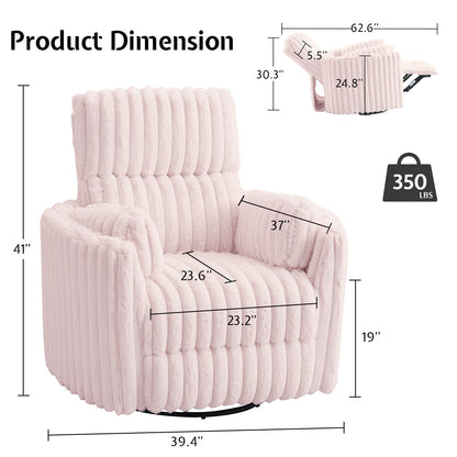 Foss Power Recliner Chair Amerlife-Corduroy Pink
