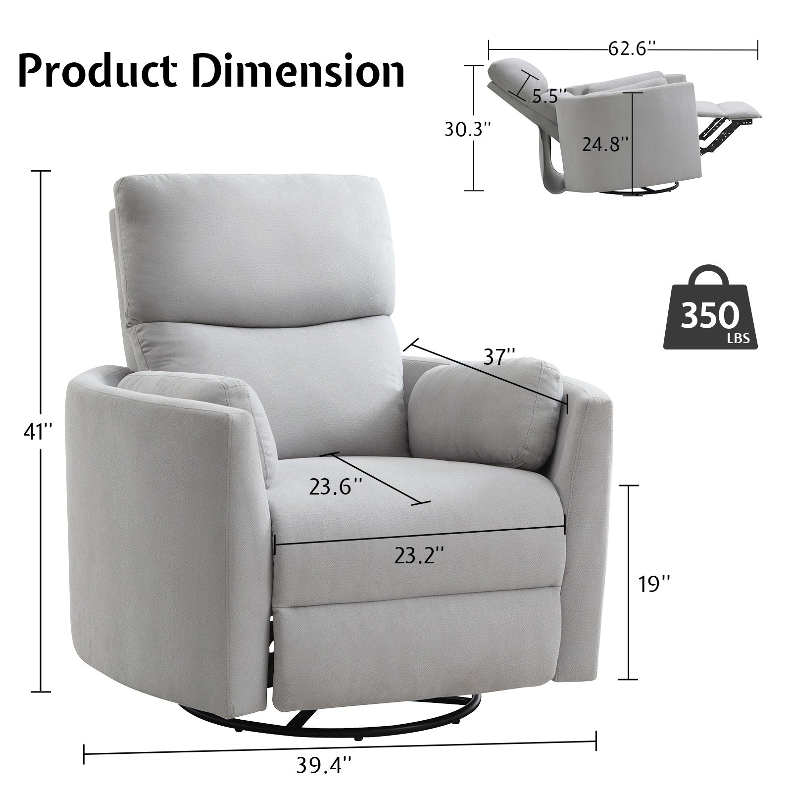 Foss Power Recliner Chair Amerlife-Linen Grey