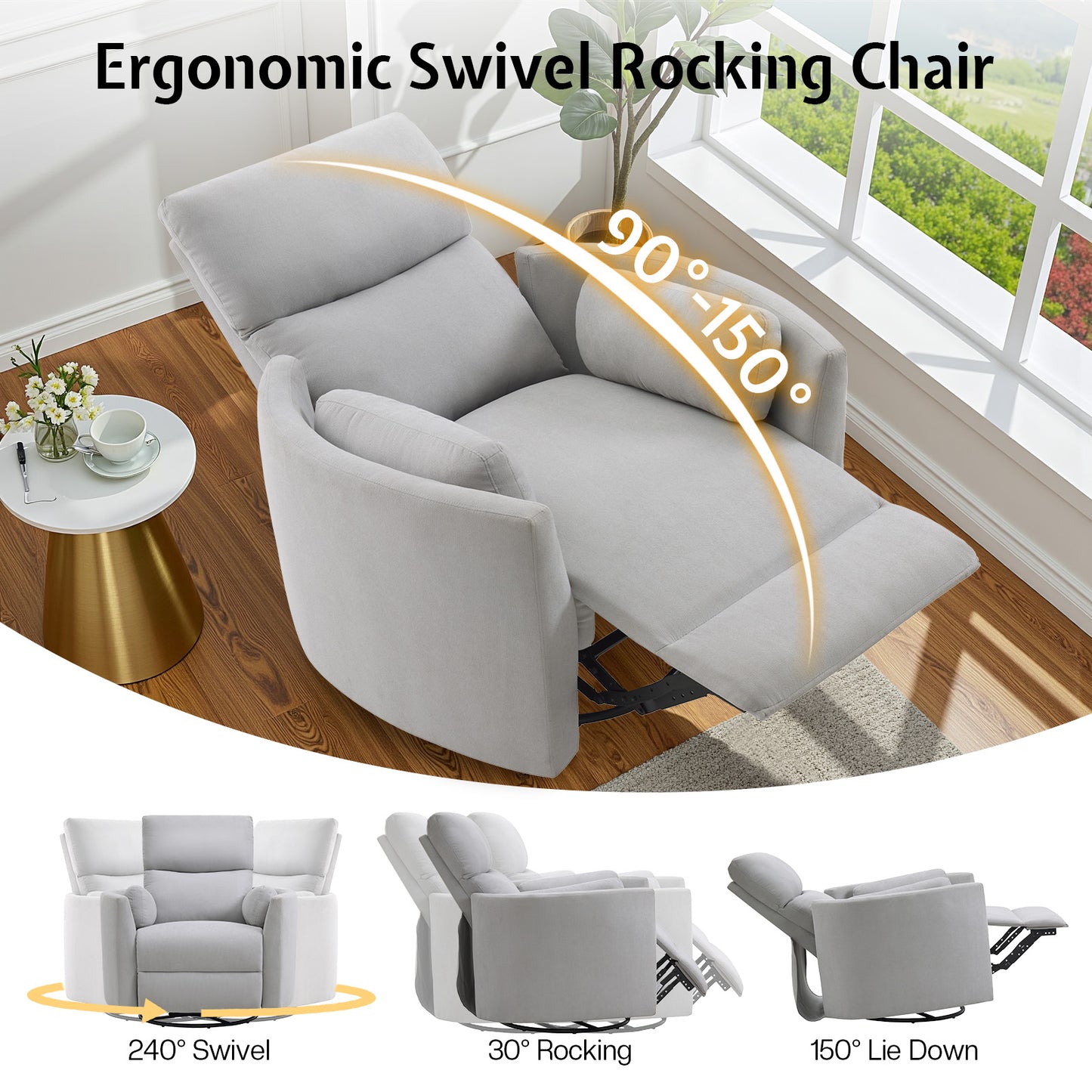Foss Power Recliner Chair Amerlife-Linen Grey