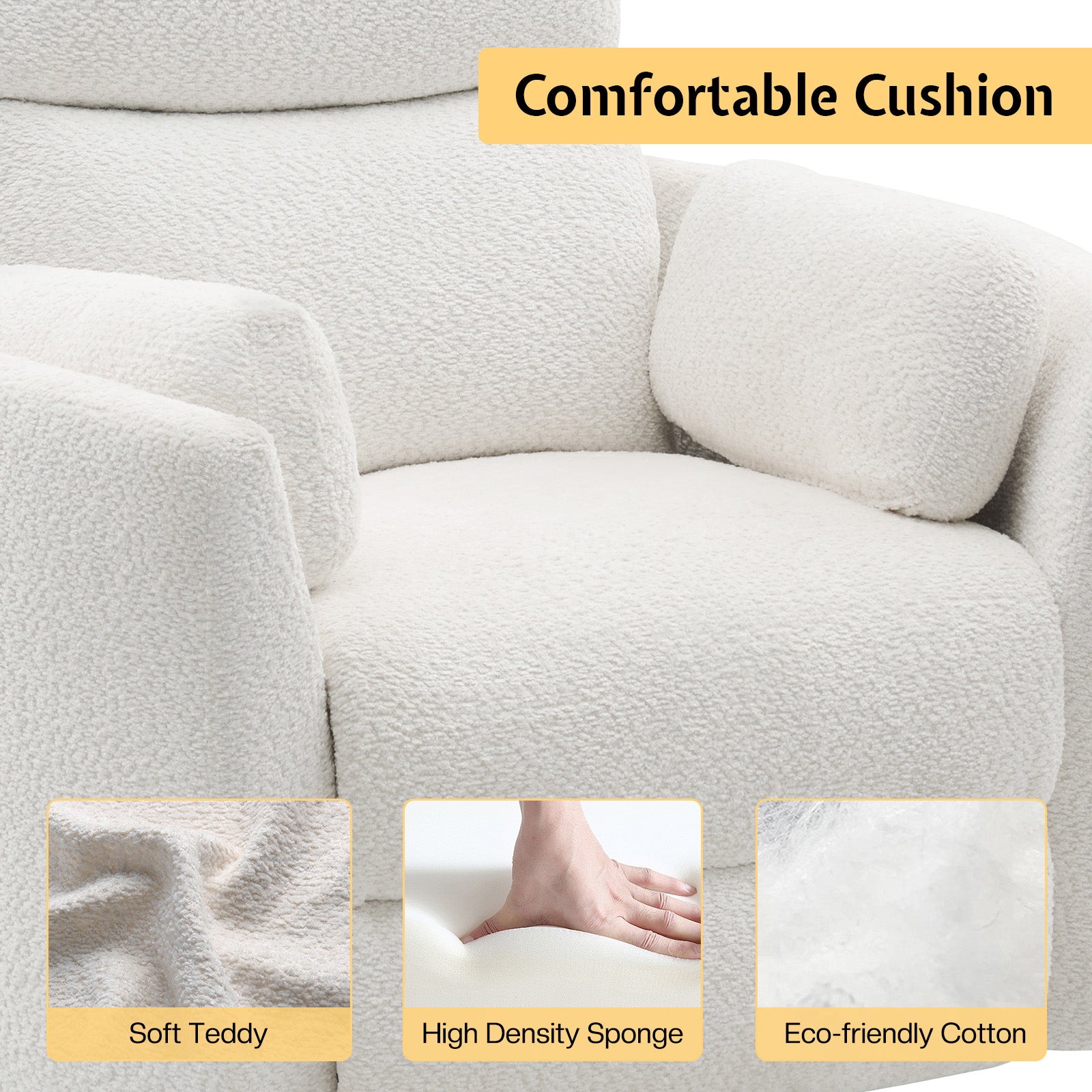 Foss Power Recliner Chair Amerlife-Teddy White