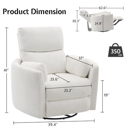 Foss Power Recliner Chair Amerlife-Teddy White