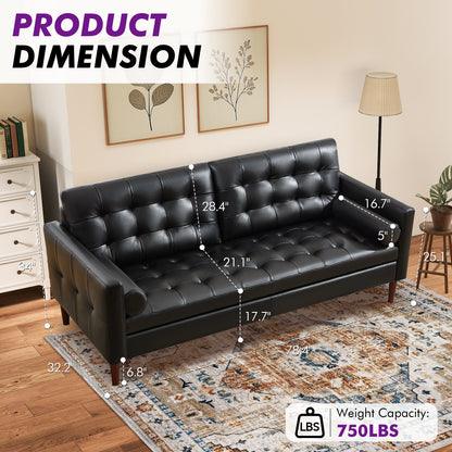 Winston Leather Sofa Black