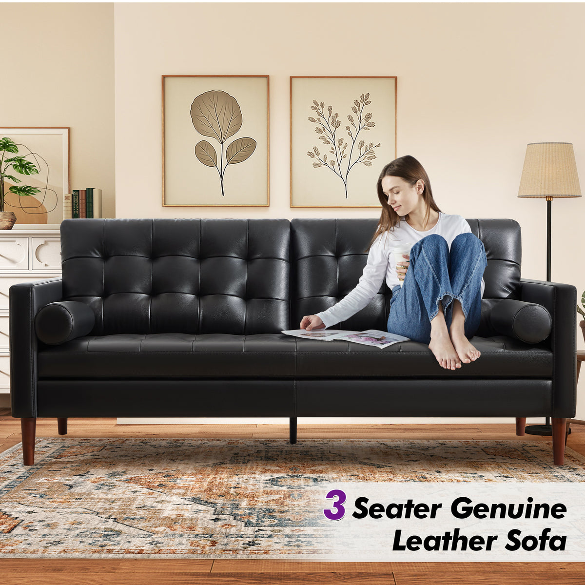 Winston Leather Sofa Black