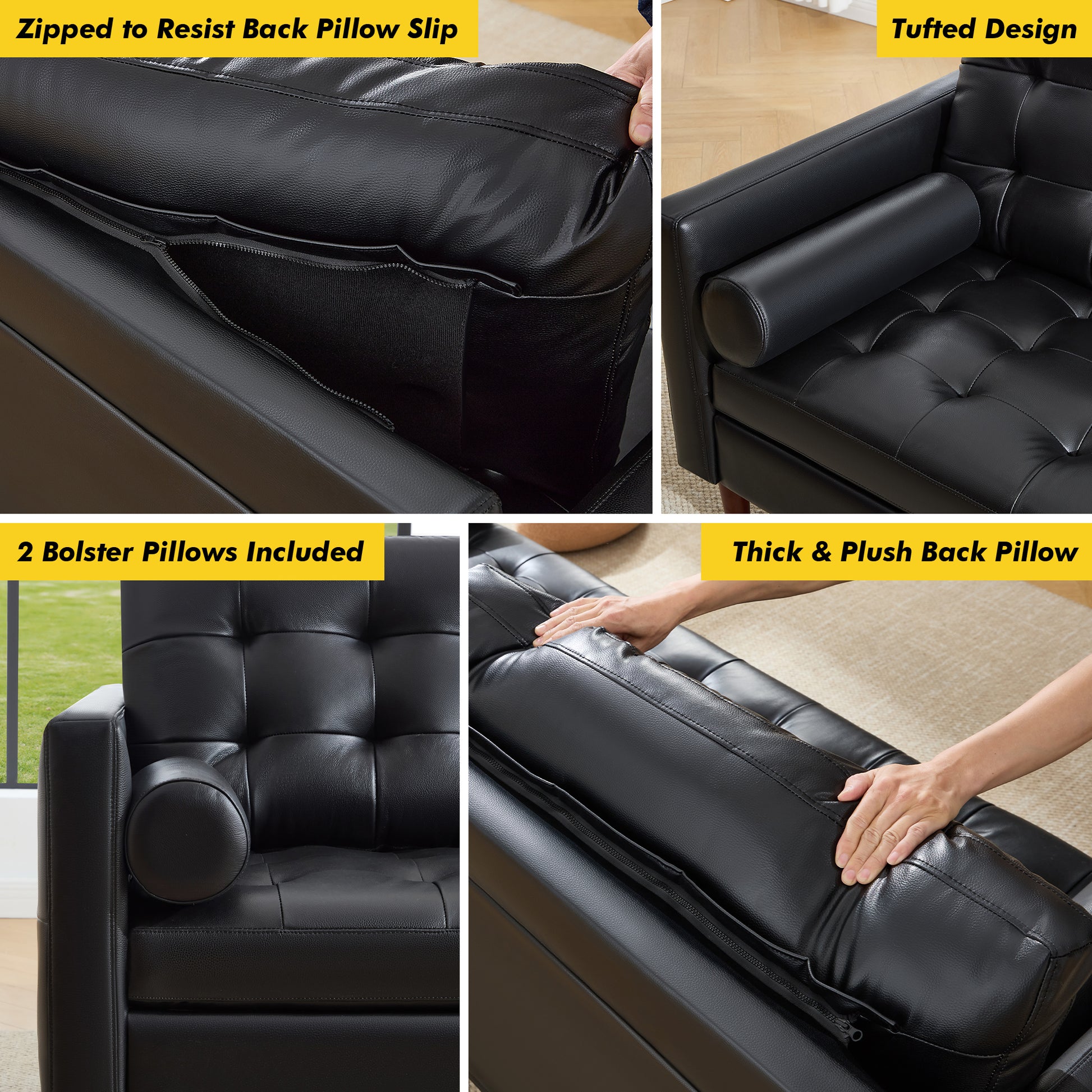 Winston Leather Sofa Black