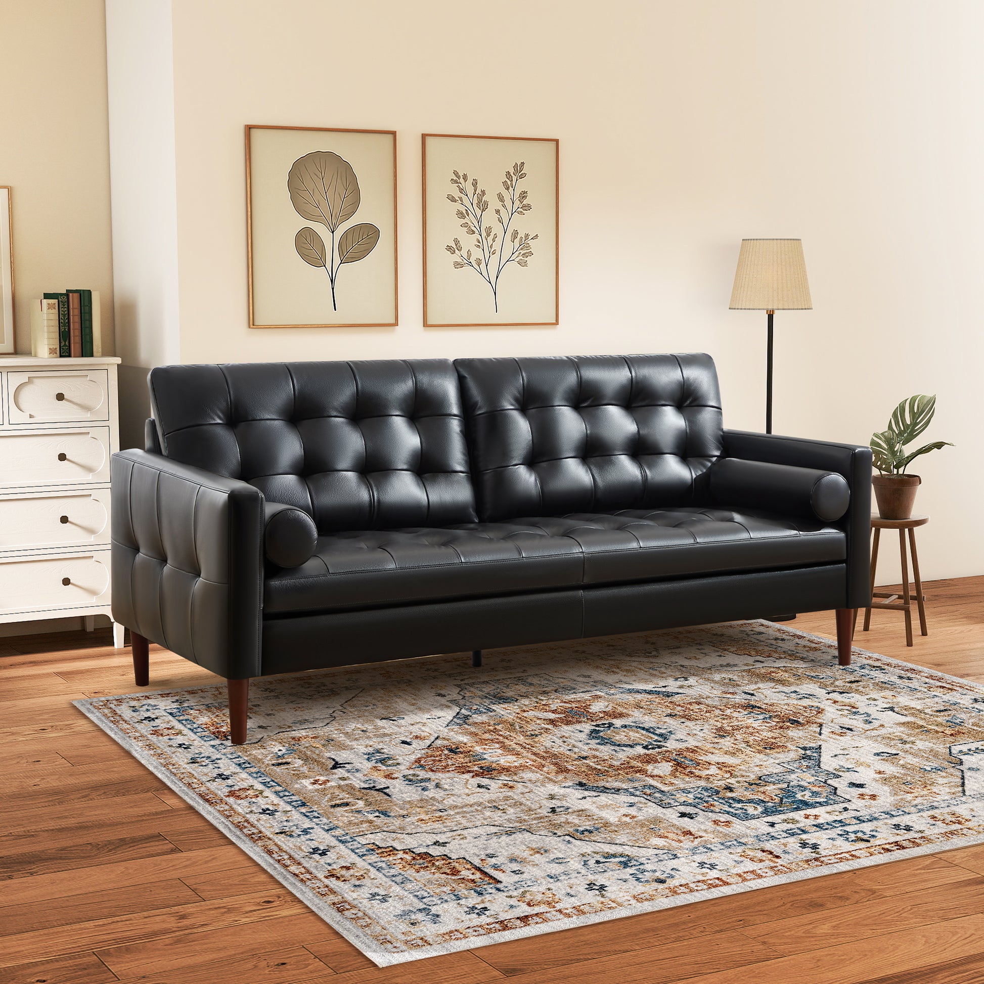 Winston Leather Sofa Black