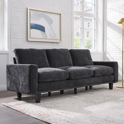 Rigid Modern 3-Seater Deep Seat Sofa Chenille Gray