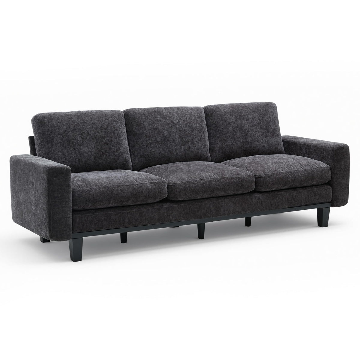 Rigid Modern 3-Seater Deep Seat Sofa Chenille Gray