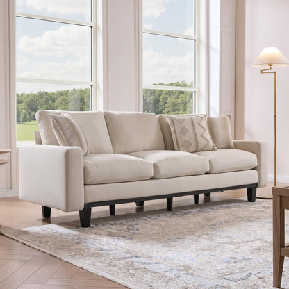 Rigid Modern 3-Seater Deep Seat Sofa Linen White