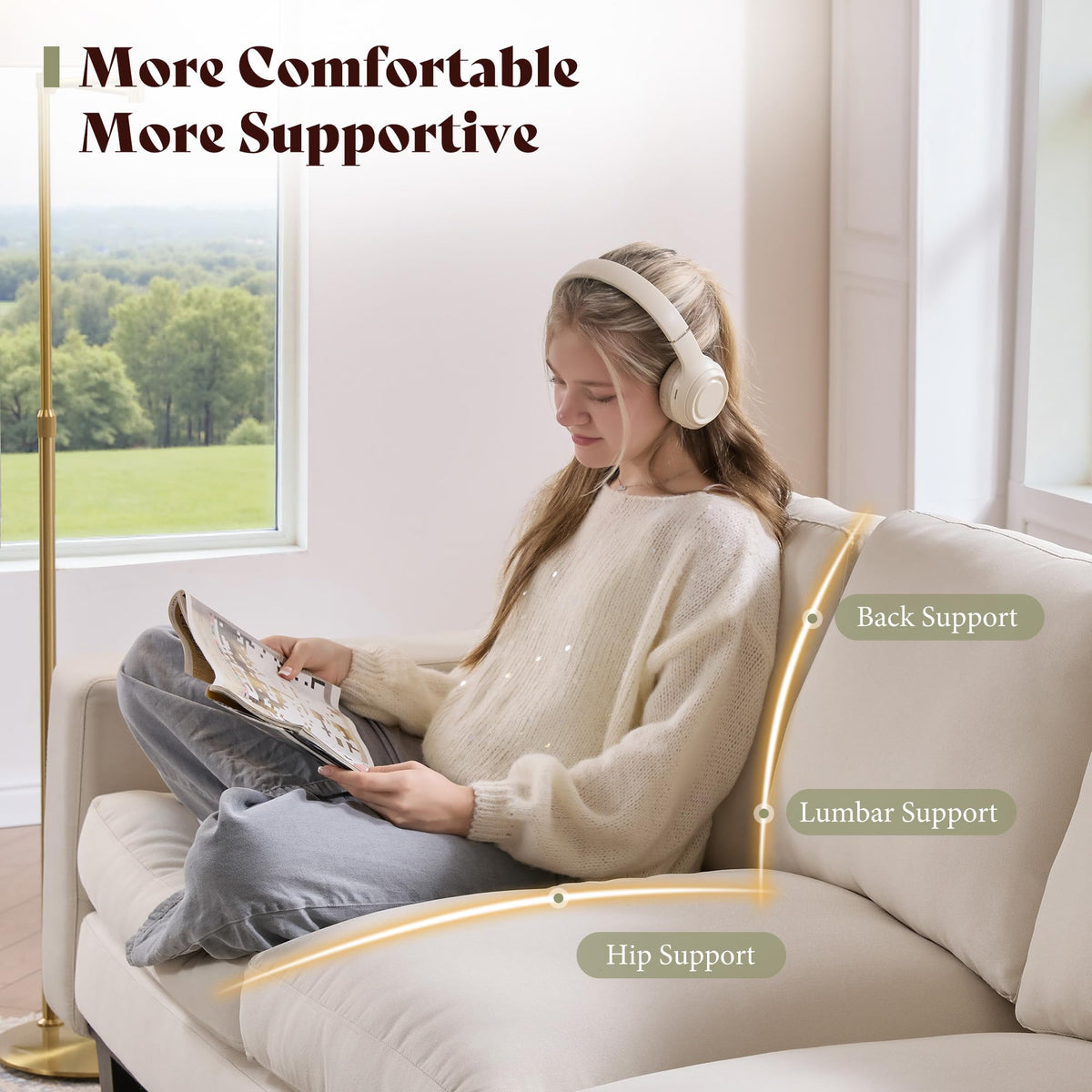 Rigid Modern 3-Seater Deep Seat Sofa Linen White