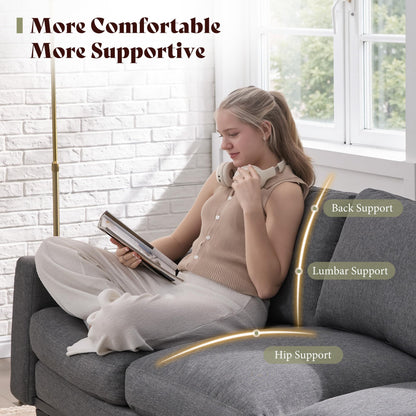 Rigid Modern 3-Seater Deep Seat Sofa Linen Gray