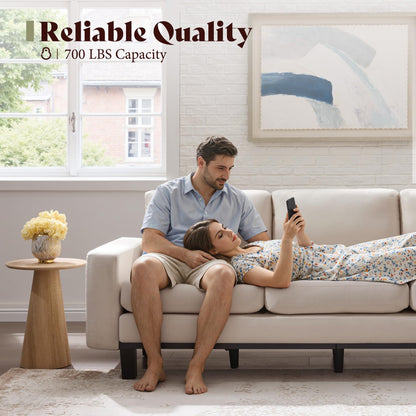 Rigid Modern 3-Seater Deep Seat Sofa Linen White