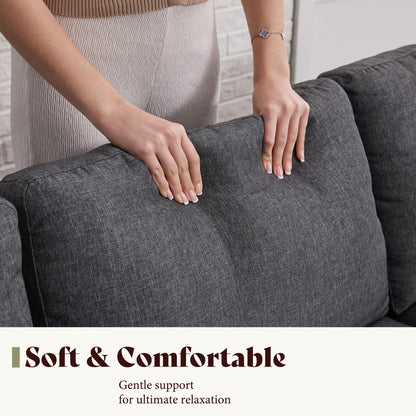 Rigid Modern 3-Seater Deep Seat Sofa Linen Gray