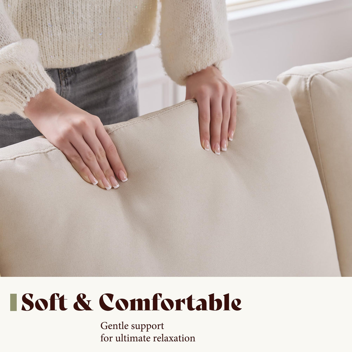 Rigid Modern 3-Seater Deep Seat Sofa Linen White
